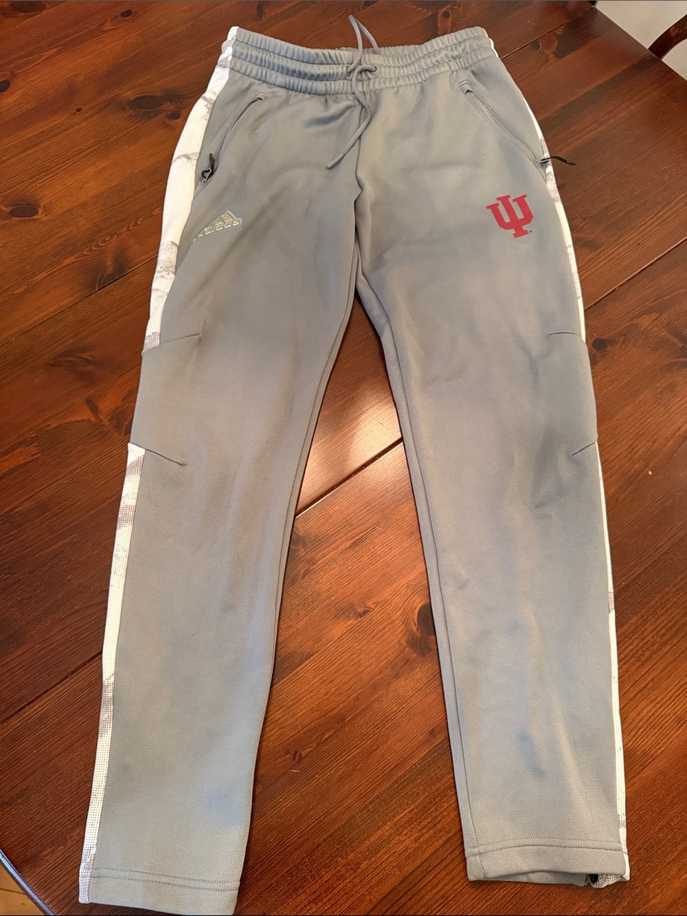 adidas Men’s Gray Joggers with IU Red Logo